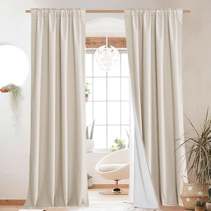 NICETOWN 100% Blackout Linen Curtains - Image 2