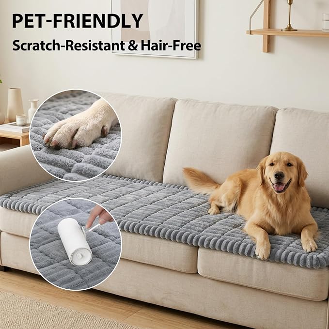 Fixwal Waterproof Flannel Dog Couch Cover, 27.6" x 59", Light Gray | Integrated - Image 4