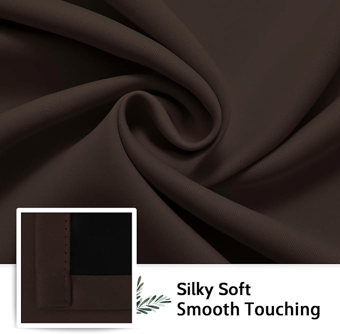 SimpleHome Chocolate Brown 100% Blackout Curtains Room Dark Living Room 84L | - Image 7