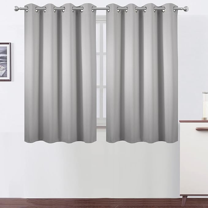 Blackout Curtains 52 x 45 inch/Light Grey Curtains Set of 2 Panels/Thermal by Lemomo