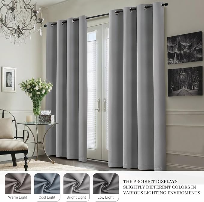 Yakamok Dove Grey 100% Blackout Curtains 63 Inches Long 50" Wide 2 Panel | - Image 7