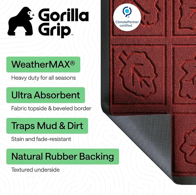 GORILLA GRIP 100% Waterproof All-Season WeatherMAX Doormat, US Designed Natural - Image 2