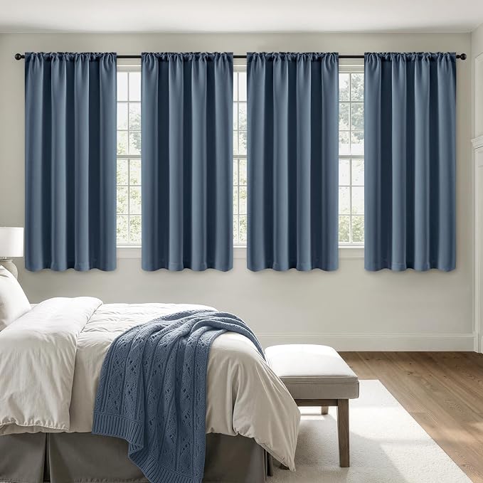 MIULEE Stone Blue Blackout Curtains 4 Panels Set 72 Inch Length Bedroom | by MIULEE