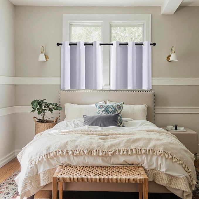 MIULEE Blackout Curtains for Bedroom 2 Panels 40x36 Inch Long Greyish White | - Image 7