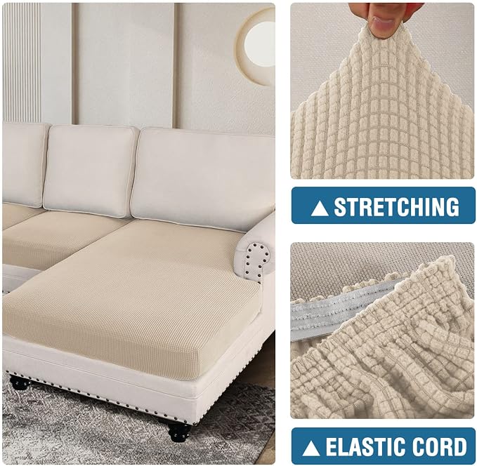 H.VERSAILTEX Sectional Couch Covers 3 Pieces Sofa Seat Cushion Covers L Shape - Image 6