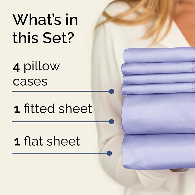 Cal King 6 Piece Sheet Set - Comfy Breathable & Cooling - Ultra-Soft Hotel Luxury Bedding Set w/ 8-16 Inch Deep Pockets - 1 Flat & 1 Fitted Sheet & 4 Pillowcases - Wrinkle Free & Easy Care - Lavender
