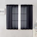 Black Sheer Curtains 50 Inch Length 2 Pcs, Light Filtering Bedroom Curtains by Lecloud