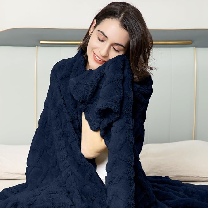 Aganear Fleece Throw Blanket for Couch Sofa 50"x60" Navy | Lightweight Fuzzy - Image 3