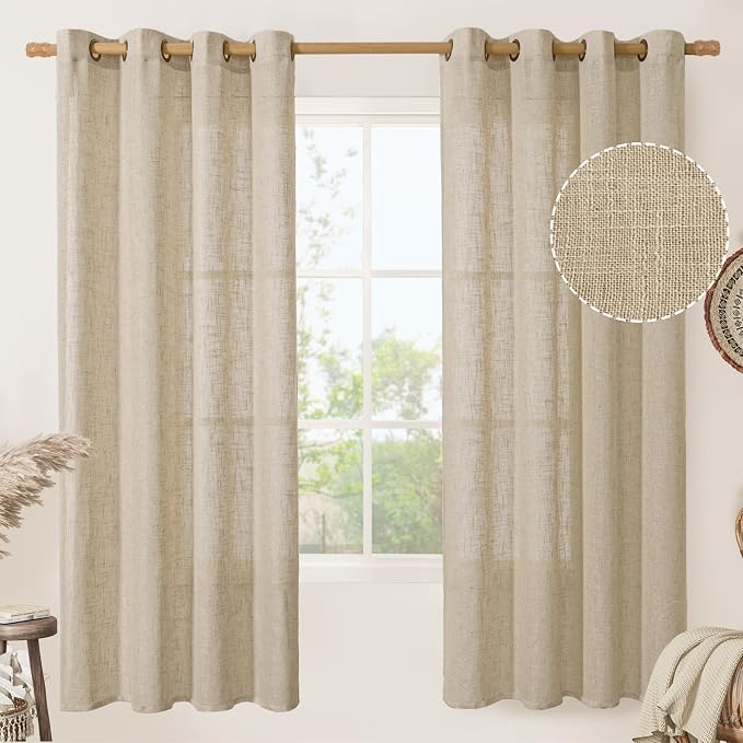 Brown Linen Curtains 72 inches Long by LAMIT