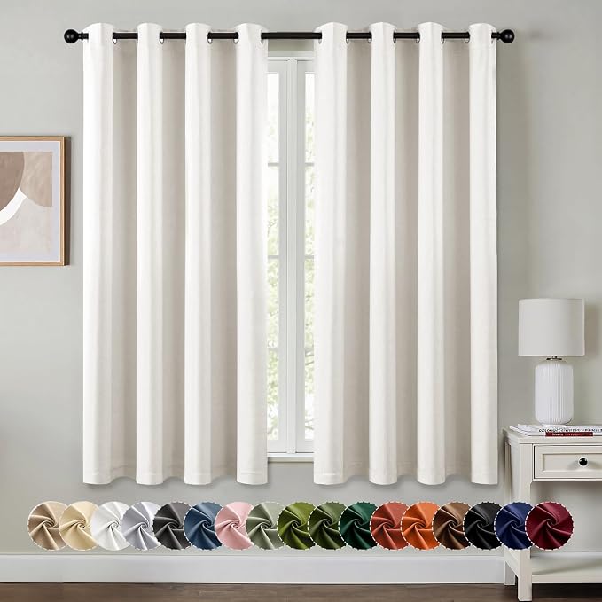 MIULEE Blackout Curtains for Bedroom 2 Panels 55 x 68 Inch Long Ivory | Thermal by MIULEE