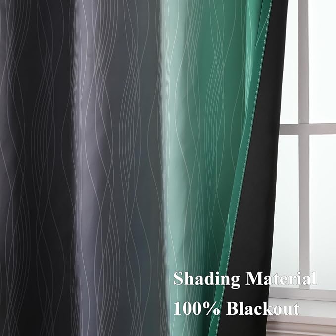 Black and Green Ombre Blackout Curtains 72 Inches Long | Gradient Color Curtains - Image 5