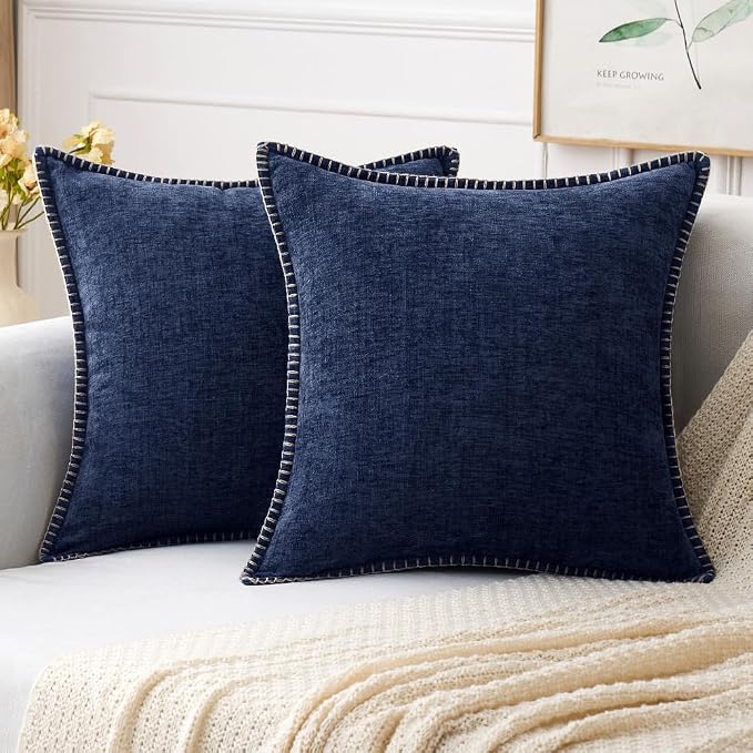 MIULEE Decorative Couch Throw Pillow Covers 20x20 Inch Navy Blue 2 Pack | by MIULEE