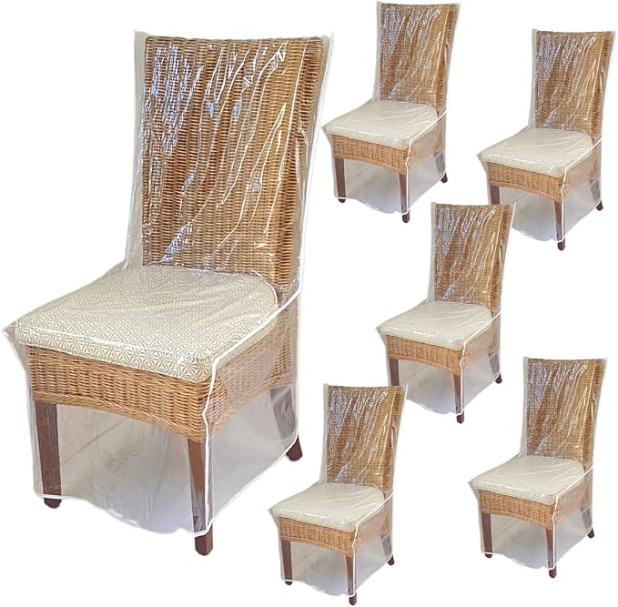 Evelots 6-Pack Clear PVC Dining Chair Covers, Spill-Resistant Protectors | by Evelots