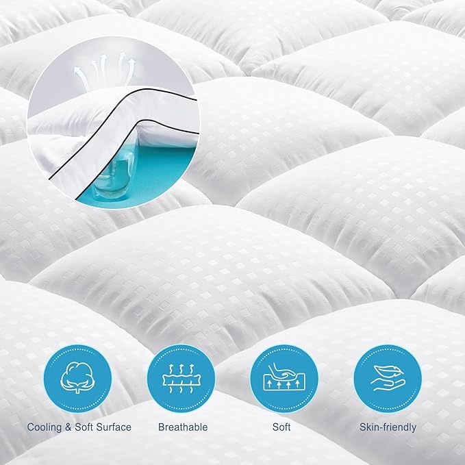 MASVIS Twin XL Size Dual Layer 4 Inch Memory Foam Mattress Topper, 2 Inch Gel Memory Foam and 2 Inch Cooling Pillow Top Mattress Pad Cover for Back Pain, Medium Support