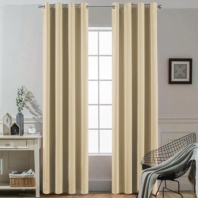 Yakamok Room Darkening Curtains 52x90 inch Length Beige-Living Room | 2 panels by Yakamok
