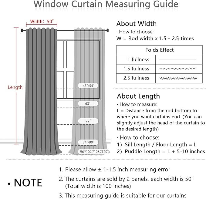 MYSKY HOME White Curtains 80 Inch Length 2 Panels Set - Image 3