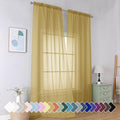 Simplebrand Gold Sheer Curtains 96 Inches Long 2 Panels, Light Filtering Rod by Simplebrand