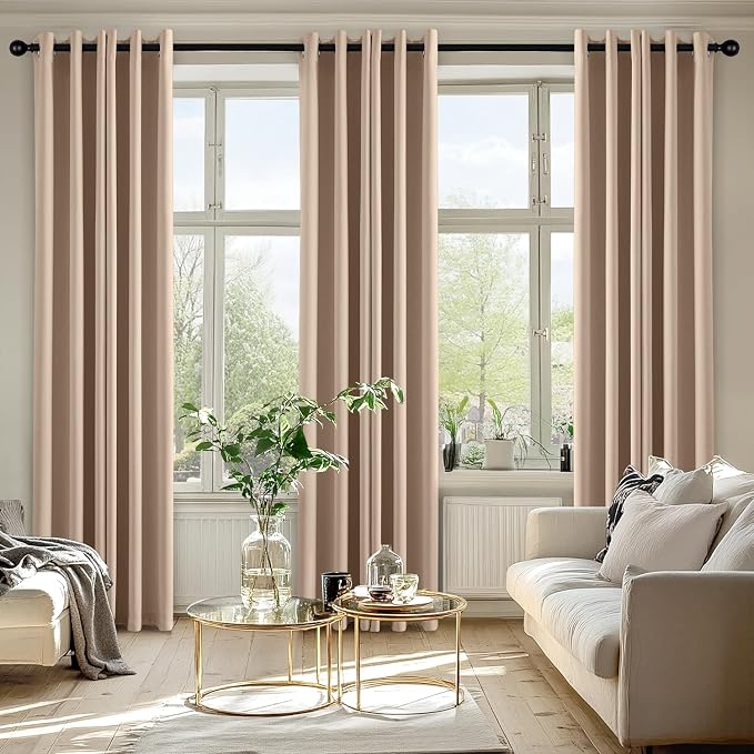 MIULEE Blackout Curtains for Bedroom 2 Panels 40 x 84 Inch Long Beige | Thermal - Image 6