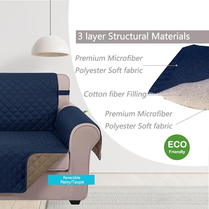 U-NICE HOME Reversible Recliner Chair Covers, Pet Friendly, Elastic Straps - Image 4