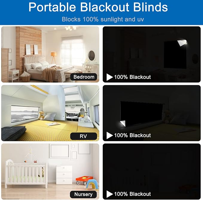 100% Blackout Blind Magnetic Window Cover, Portable Blackout Curtain 118x57” | - Image 6