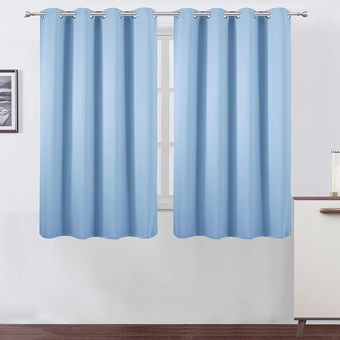 Blackout Curtains 52 x 45 inch/Sky Blue Curtains Set of 2 Panels/Thermal by Lemomo