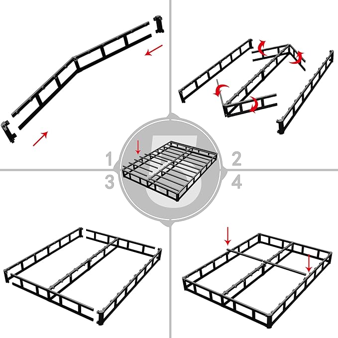 Queen Box Spring - 7 Inch High Profile Box Spring for Queen Bed, Sturdy Metal Frame Mattress Foundation, Easy Assembly, Quiet & Noise-Free