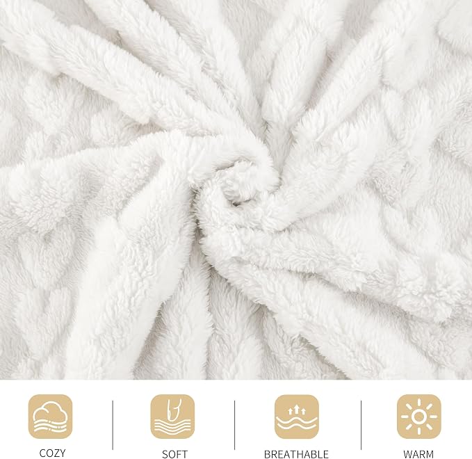 Aganear Fleece Throw Blanket for Couch Sofar 50"x60" White | Lightweight Fuzzy - Image 9