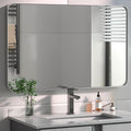 PAIHOME 30x40-Inch Brushed Nickel Bathroom-Vanity-Mirror for Wall - 304 Stainless Steel Silver Frame Bathroom Mirrors, Rectangle Farmhouse Mirror, Vertical Or Horizontal Hanging Modern Mirror