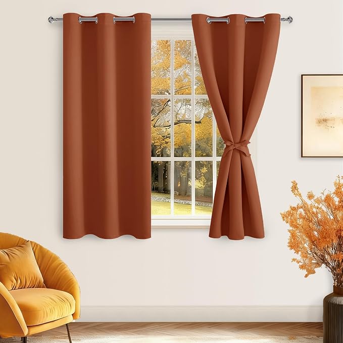 Fall Blackout Curtains for Bedroom Burnt Ochre 42 x 54 Inch 2 Panel | Thermal - Image 8