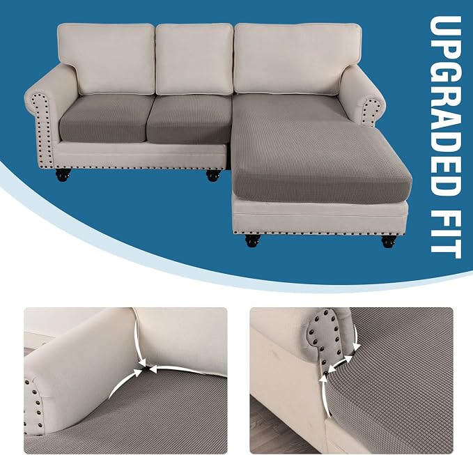 H.VERSAILTEX Sectional Couch Covers 3 Pieces Sofa Seat Cushion Covers L Shape - Image 7