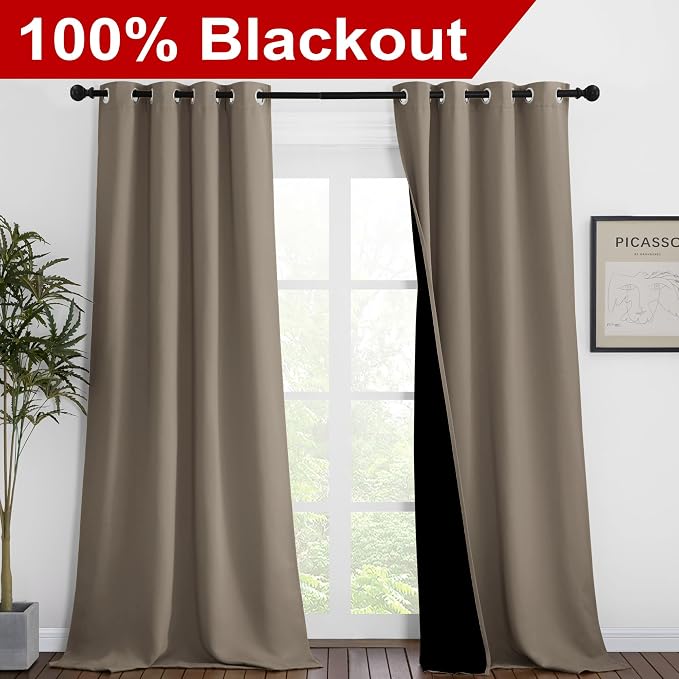 NICETOWN 100% Blackout Blinds, 46 inches x 102 inches, Laundry Room Decor - Image 2