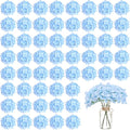 WEISPARK 100PCS Artificial Hydrangea Flowers, Fake Flowers Silk Hydrangea Full Flowers Heads with Stems for Wedding Home Party Shop Baby Shower Decor (Blue)