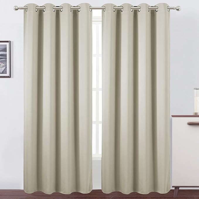 Light Beige Thermal Blackout Curtains/52 x 95 Inch/Set of 2 Panels Room by Lemomo