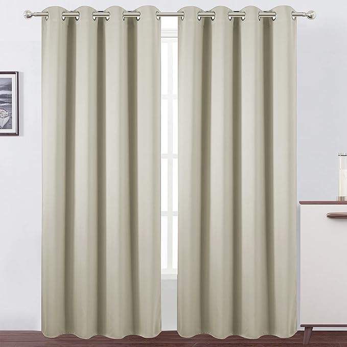 Light Beige Thermal Blackout Curtains/52 x 108 Inch/Set of 2 Panels Room by Lemomo