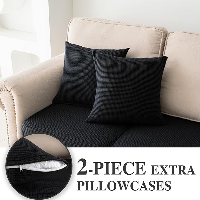 LA MEACK Couch Cushion Covers for Sectional Sofa L Shape Washable Separate Seat - Image 3