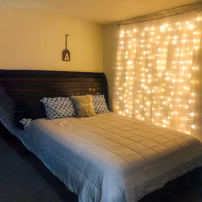 Curtain Lights, Upgrade LED Window Fairy Lights 8 Lighting Modes, Window Icicle Xmas String Lights for Wall Decor