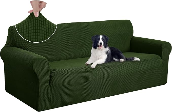 U-NICE HOME Oversized Stretch Couch Cover Slipcover, Bronze Green | 3 Cushion by U-NICEHOME