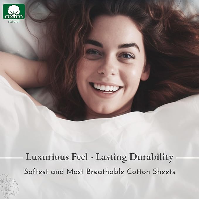 California Design Den Printed King Size Sheets Set - Luxury 400 Thread Count Sateen, Natural 100% Cotton Sheets, Deep Pockets, Cooling and Durable Bedding Set - Taupish-Sage Crosshatch
