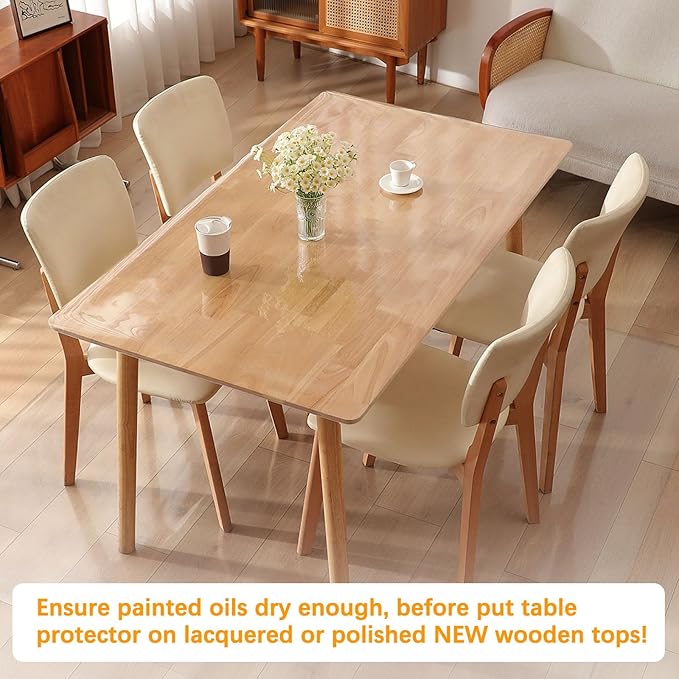 44 x 90 Inch Clear Plastic Dining Table Protector Wipeable Tablecloth Desk Pad Mat Wooden Furniture Coffee Glass End Bar Bistro Dinner Table Cloth Top Protection Countertop Cover Waterproof PVC Vinyl
