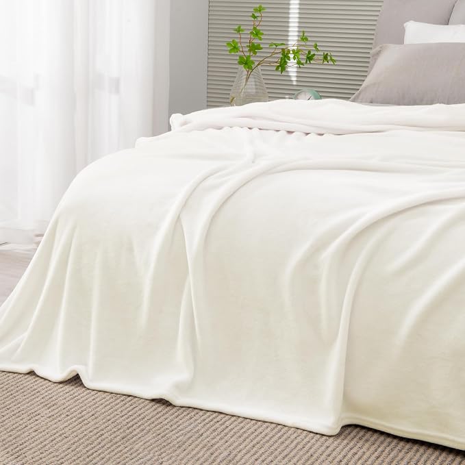 BEDELITE Fleece Blanket Soft Plush Full Bed Blanket Cream 84"x90" | Ultra Soft - Image 3