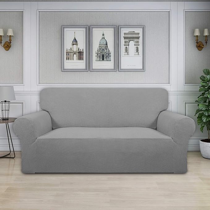 Easy-Going Stretch Oversized Loveseat Couch Covers Washable Light Gray | - Image 2