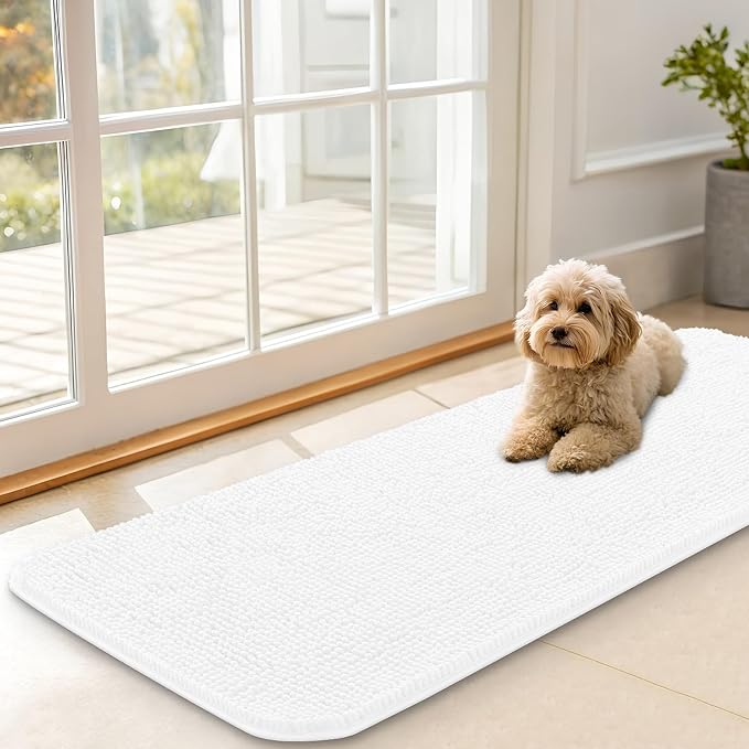OLANLY Dog Door Mat for Muddy Paws 47x17, Super Absorbent Chenille Mud Mat | by OLANLY