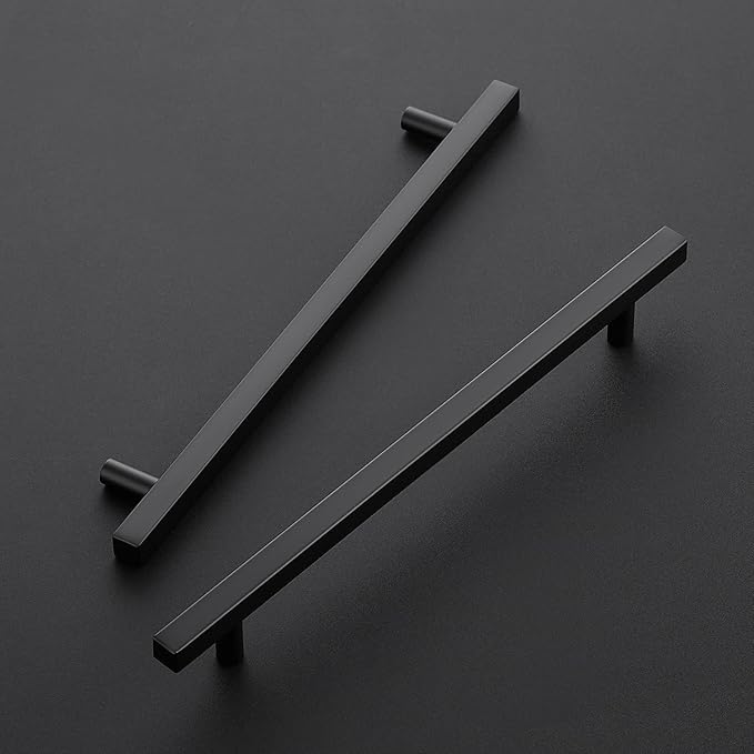Ravinte Cabinet Handles 15 Pack - 8-4/5 Inch Matte Black Square Pulls, 11-3/10 Inch Overall Length - Kitchen Hardware Drawer Pulls