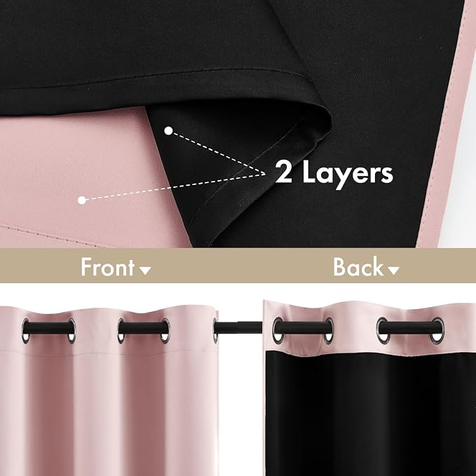 MIULEE Light Pink Blackout Curtains - Image 3