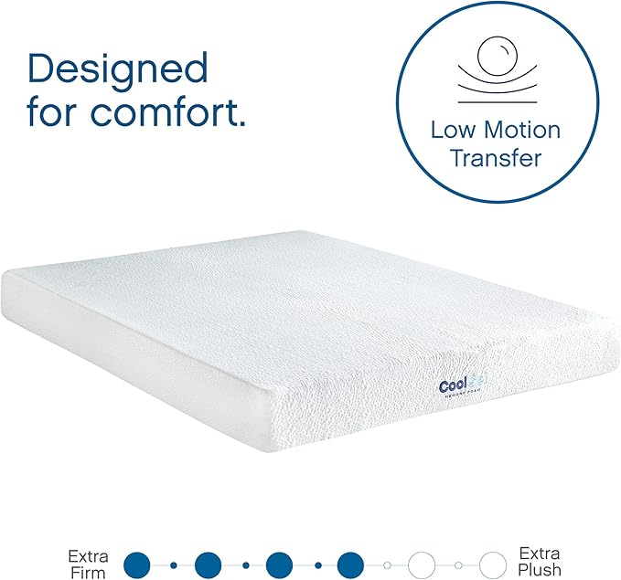 Cool Gel Twin XL Mattress 8 Inch Memory Foam Medium Firm, Gel Memory Foam Mattress Twin XL Cooling, Made in the USA, 8" Depth with Pressure Relief, CertiPUR-US Certified Fiberglass Free, Bed