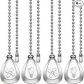 Vinaco Silver Ceiling Fan Pull Chain Set, Decorative Fan Pull Chain Extension with Pendant, 12 Inches Pull-Chains for Fans and Lights with 3MM Ball Bead Chain, 4 Pack Fan Light Pull-Chain Extension