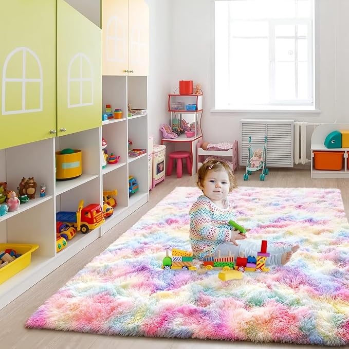 5x7 Rainbow Fluffy Soft Area Rug Non-Slip - Image 4