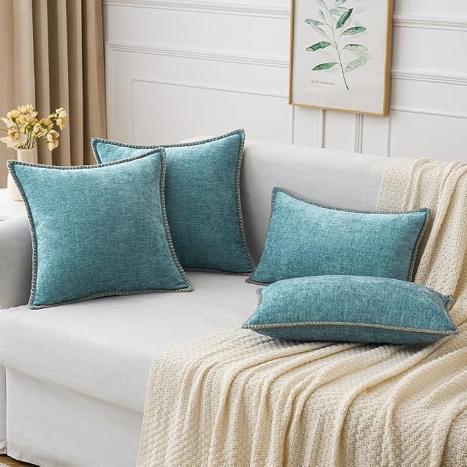 MIULEE Decorative Couch Throw Pillow Covers 18x18 Inch Coastal Aqua Blue | 2 - Image 5