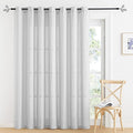 RYB HOME Sheer Curtains for Patio - Linen Bedroom Privacy Drapes Large Window Decor for Living Room Dining Guest Room, Dove Grey, Width 100 x Length 95 inch, Set of 1
