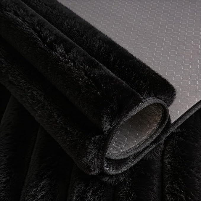 Black Rabbit Striped Plush Rug 6'x9', Fluffy Shaggy Area Rug - Image 7
